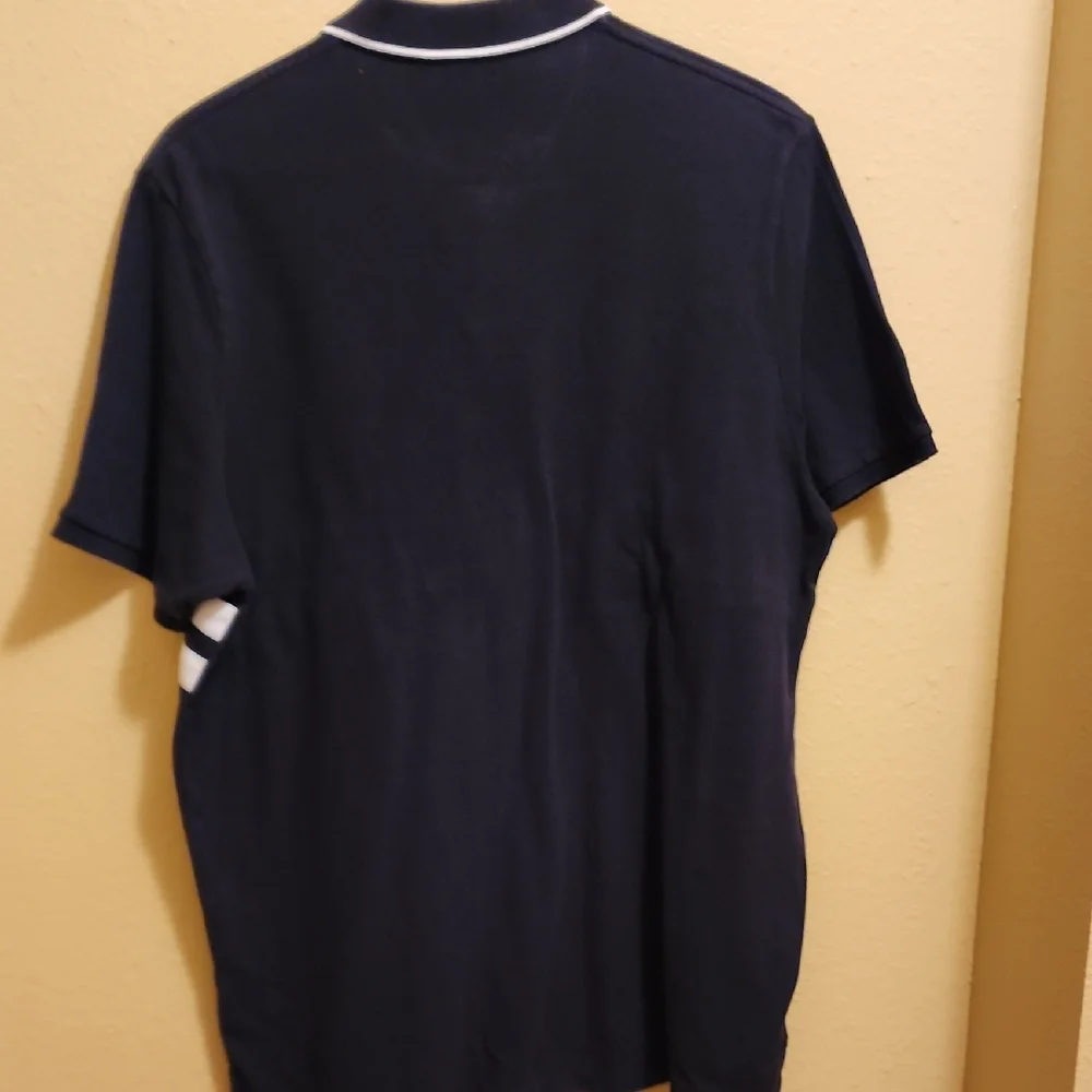Ralph Lauren Black Polo Shirt with White Stripes - Picture 3 of 4